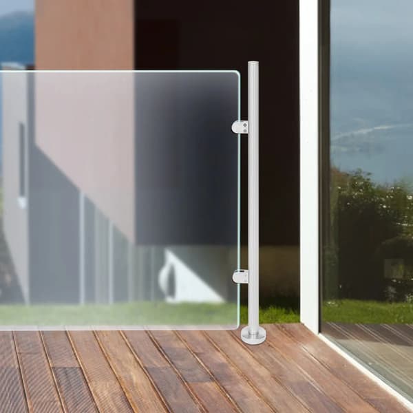 Glasrækværkspost, 316 rustfrit stål, egnet til 12 mm glas,Sølv