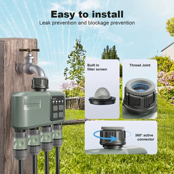 Havevandingstimer, Smart Kontrol, Programmerbart 4-Zone System,grøn