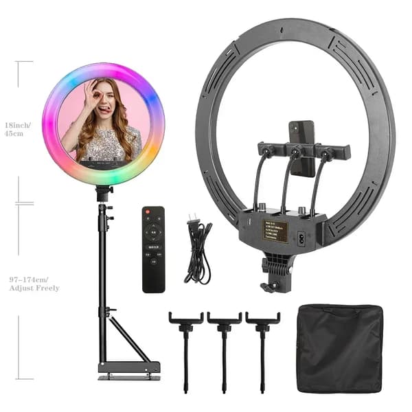 Ring Light, Dæmpbar Lysstyrke, 360° Rotation,170cm Stå
