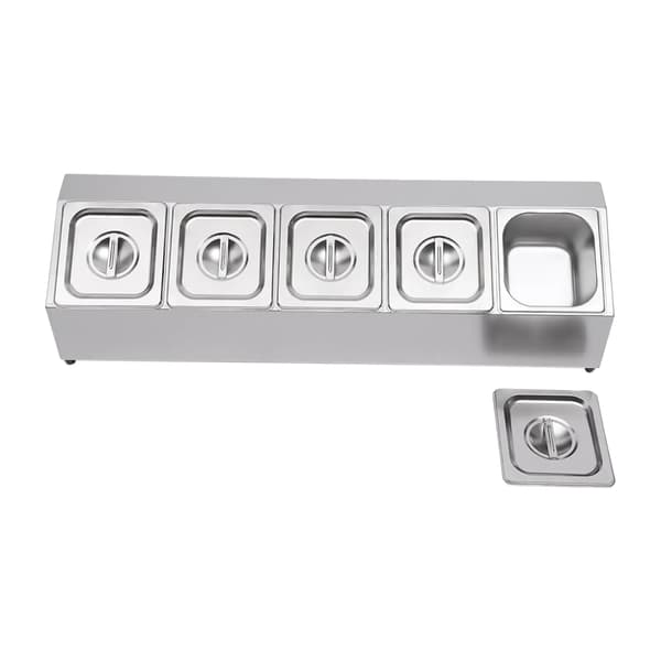 Krydderihylde, Rustfrit Stål, 5 Beholder Organizer,Sølv