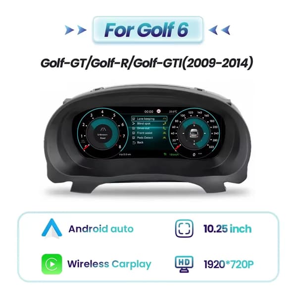 Digitalt målercluster, trådløs forbindelse, plug-and-play installation,Til Golf 6