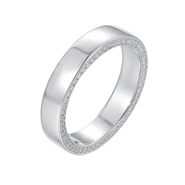 Moissanite Ring, Kanalinställd Design, 925 Sterling Silver,11, VIT-e, S925 Sterling Silver-e