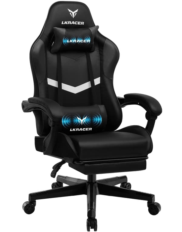 Gaming Stol, Ergonomisk Design, Justerbare Armlæn,sort