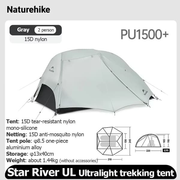Ultralight-teltta, vedenpitävä, helppo pystyttää,UL Harmaa