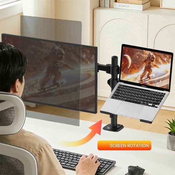 Monitorstativ, Ergonomisk Design, Justerbar Højde,Sort