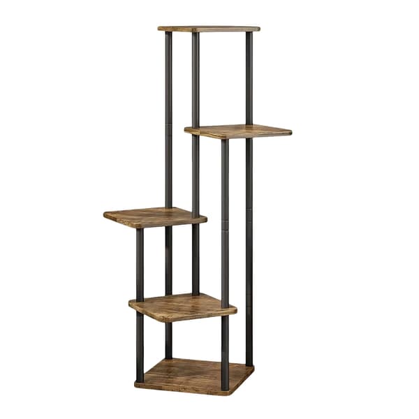 Plantebord, 5-lags design, robust metal- og trækonstruktion,sort