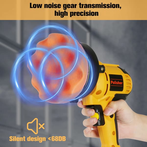 Bilpolermaskin, 700W Effekt, Justerbar Hastighet,Gul