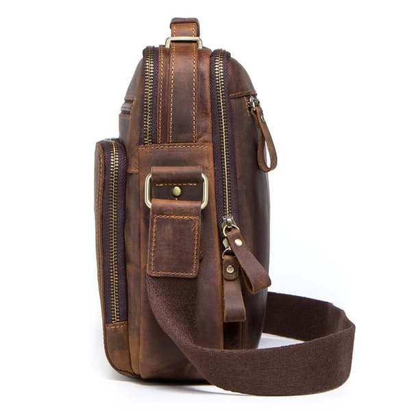 Skuldertaske, Ægte Læder, Casual Stil,Kaffe