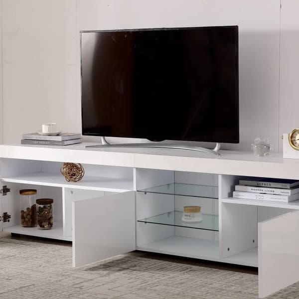 TV-bord, Modern design, Variabel LED-belysning,VIT