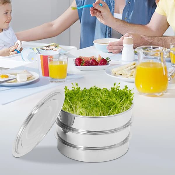 Spirebakke, Rustfrit Stål, Stabelbart Design,Lys Grå