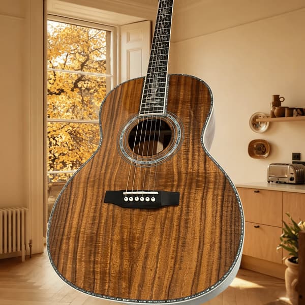Gitarr, KOA-kropp, Ebenholtsgrepp,Brun