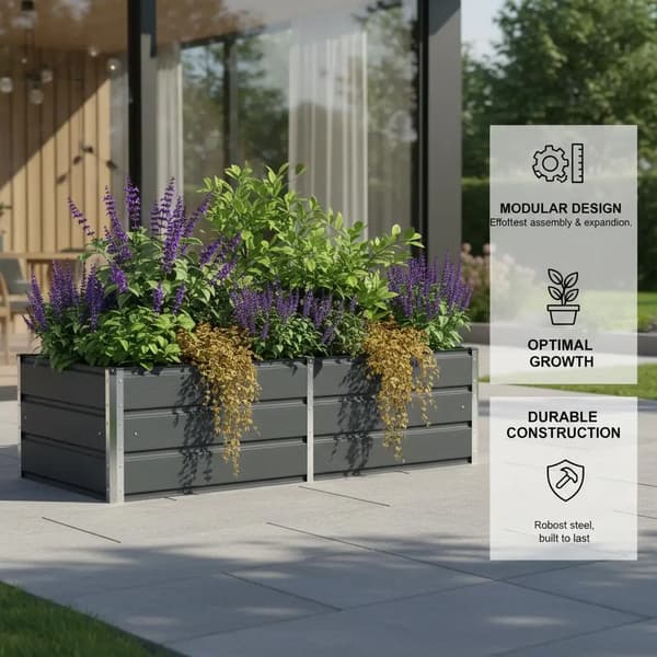 Planterlåda, Stålstruktur, Modulär Design,armégrön