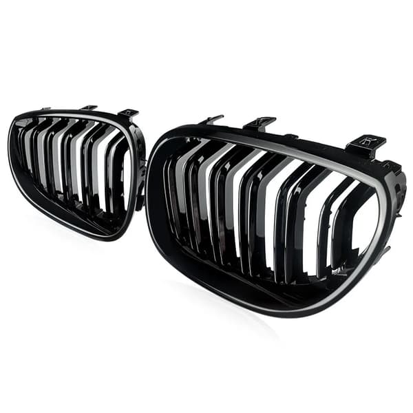 Frontbumpergrill, Dobbelt Spalter Design, Forbedret Æstetik,Glansfuld Sort
