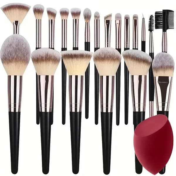Makeupbørstesæt, Bløde syntetiske børster, Alsidig anvendelse,20PCS