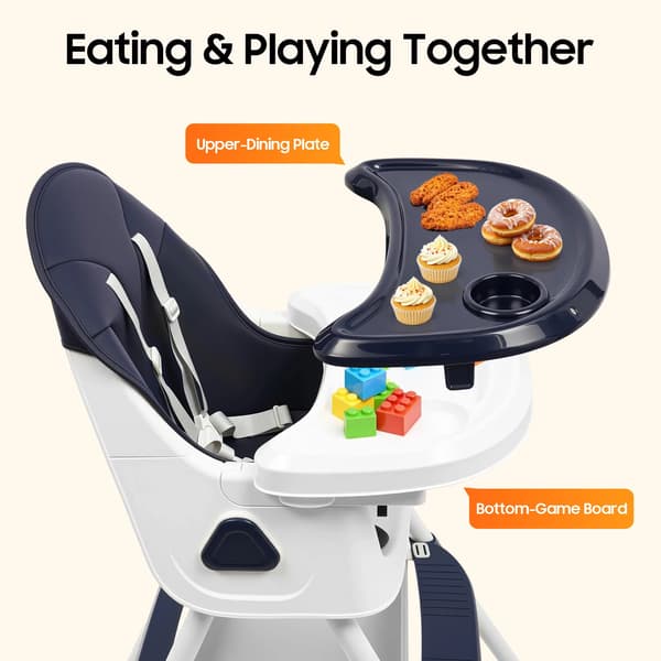 Babybarnstol, justerbar bricka, säkerhetsbälten, Blå