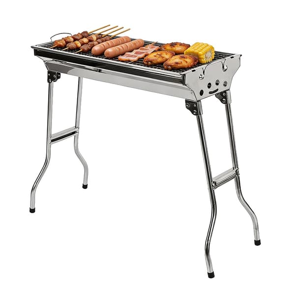 Bärbar Grill, Rostfritt Stål, Fällbar Design,Silver