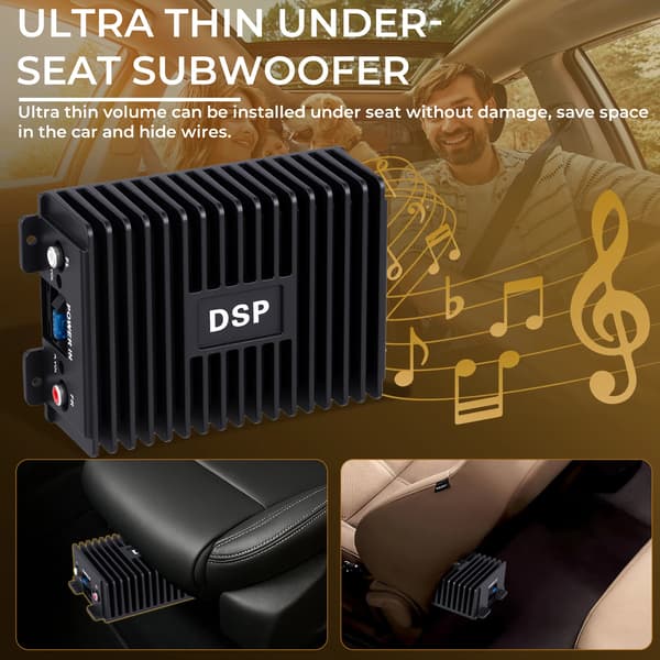 Bil DSP-forstærker, RMS-effekt 4x50W, 9V-16V, Equalizer-område +12dB