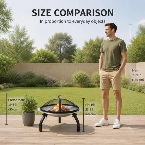 Bålsted, 2-i-1 Grill, Bærbar Udendørs Design,Argent