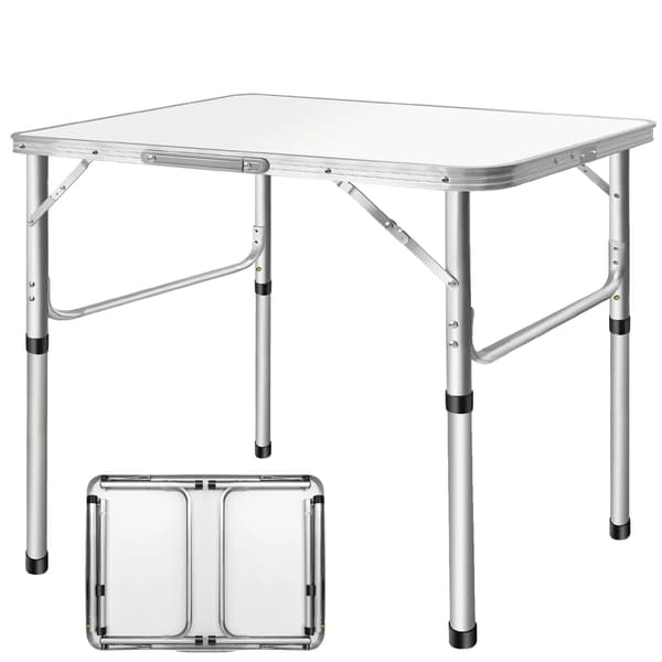 Foldbart Campingbord, Justerbar Højde, Bærbart Design,75x55x35/60cm