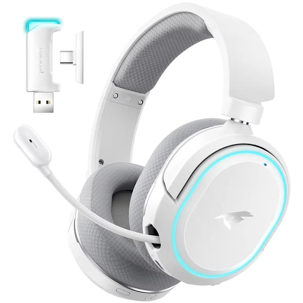 Spelheadset, 7.1 Surround Sound, 5ms Låg Latens,Vit