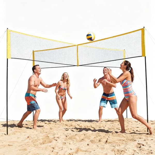 Volleyboldnet, Justerbar Højde, Holdbart Design,4-vejs træningsnet