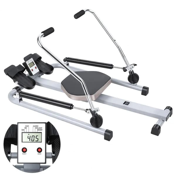 Hydraulisk Rower, Justerbar Modstand, LCD Skærm,Sort