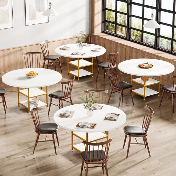 Matbord, Rund Design, Hållbar Konstruktion,VIT