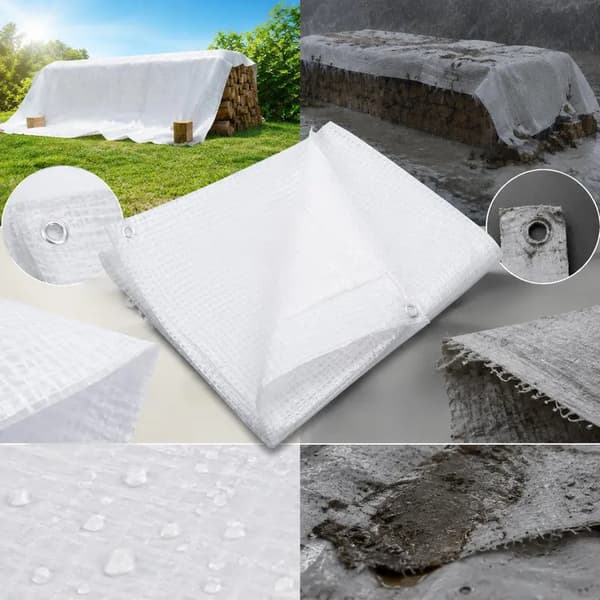 Dække Tarp, Vævet Polyethylen, Multi-Brug,Hvid