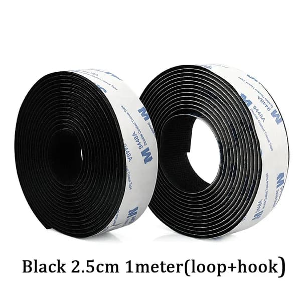 Selvklæbende Tape, Høj Holdbarhed, Alsidig Anvendelse,1Meter(Hook Loop), Sort 25mm