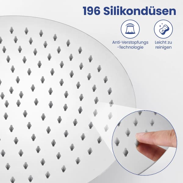 Duschhuvud, Rund Form, Regnfunktion,12 tum