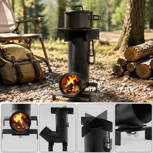 Campingkomfur, Effektiv Luftstrøm, Bærbart Design,sort