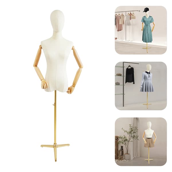 Mannequinställning, Justerbar Höjd, Flexibla Armar,Silverstödstång