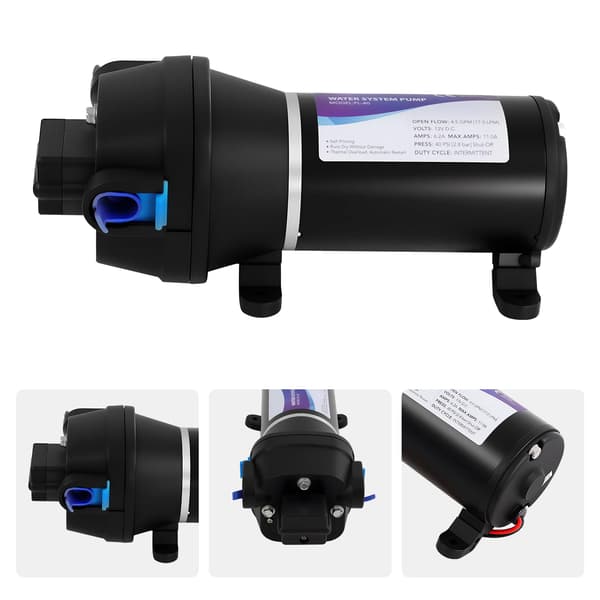 Vandpumpe, selvprimende, 40 PSI tryk,12V, sort, EU