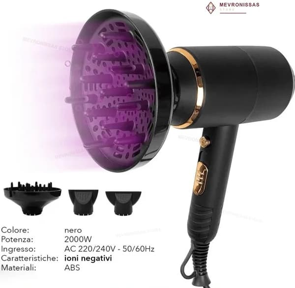 Hårtørrer, Negativ Ion Teknologi, Professionel Diffuser,W1106