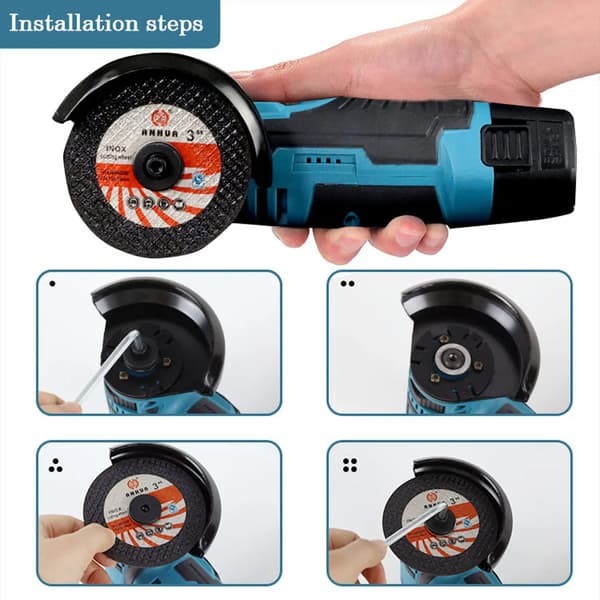 Vinkelslip, Höghastighetsdrift, Ergonomisk Design, Med 2 Batterier