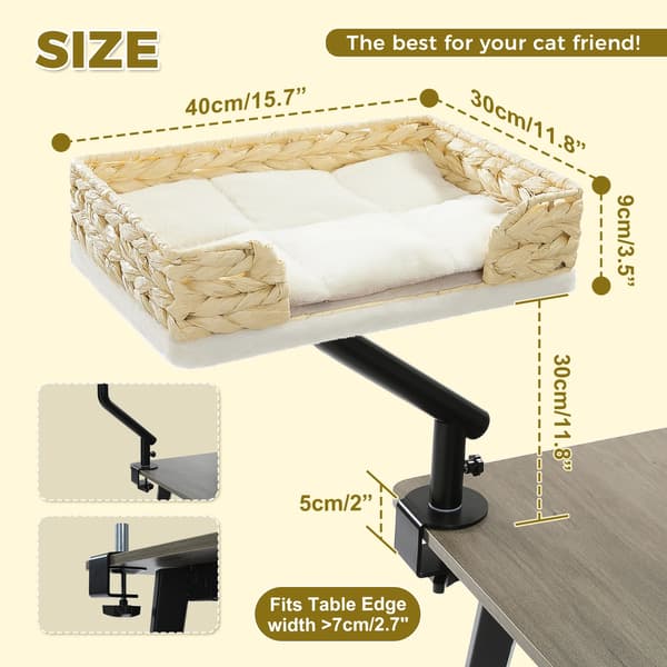 Kattebed, 360° Rotérbar, Justerbart Design,M, AWW0205BG