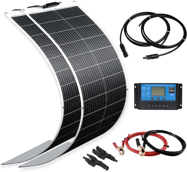 Fleksibelt solpanel kit, 200W effekt, letvægts og vandtæt,200W solcellesæt