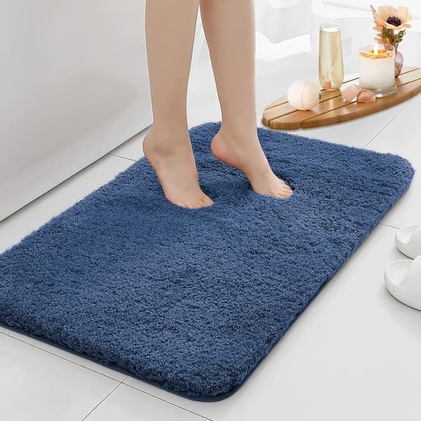 Badrumsmatta, Vattenabsorberande, Halkfri Design,Blå, 60cm x 90cm-b
