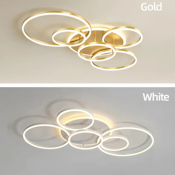 Loftlampe, Ringdesign, Dæmpbar LED-belysning,hvid 6 hoved
