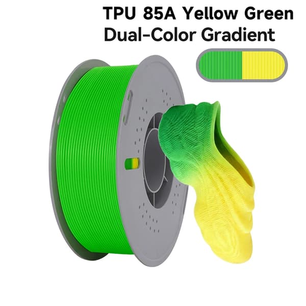 TPU Filament, Hög Flexibilitet, Smidig Matning,Gulgrön