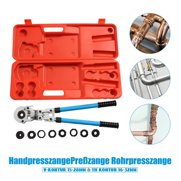 PEX Crimping Tool Kit, Højkvalitets Kulstofstål, Ergonomisk Greb,blå