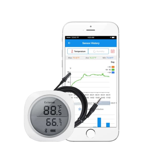 Temperatur- og fugtighedssensor, Bluetooth-kontrol, datalogger,IBS-TH1 Plus