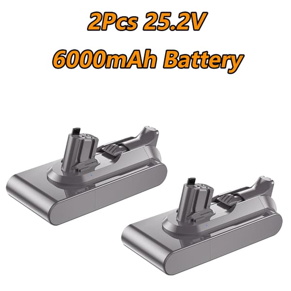 Uppladdningsbart dammsugarbatteri, 25,2V spänning, 6000mAh kapacitet, 2st 6000mAh
