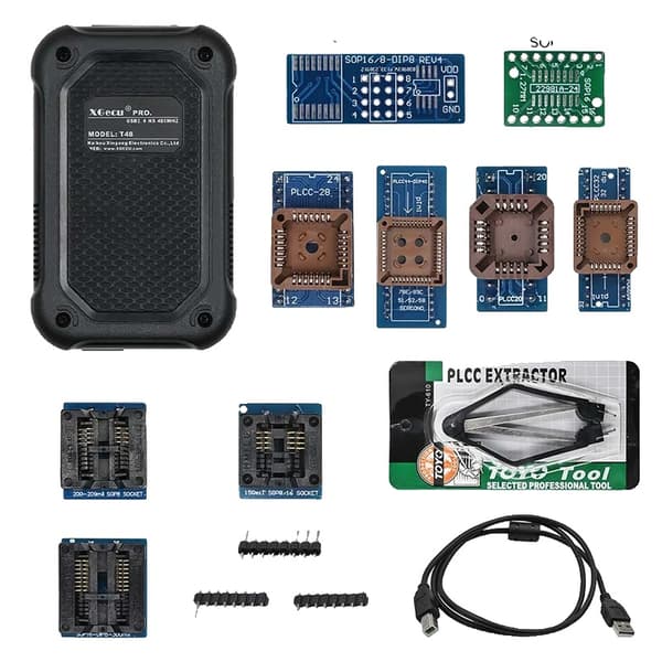 XGecu T48 Programmer, stöder 34000+ ICs, justerbara VCC/VPP-spänningar,T48 10 Adaptrar