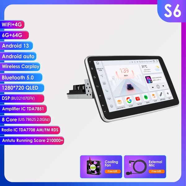 Bilstereo, Touchskærm, Navigationssystem,S6 (8kerner-6G 64G)