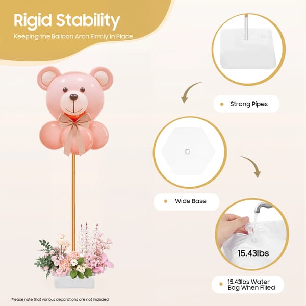 Ballonbue Stativ Sæt, Justerbart Design, Robust Konstruktion,M, Guld