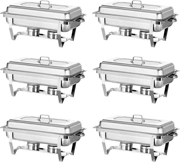 Chafing Dish Sæt, Rustfrit Stål, Temperaturkontrol,6 Pakke 1 2 GN