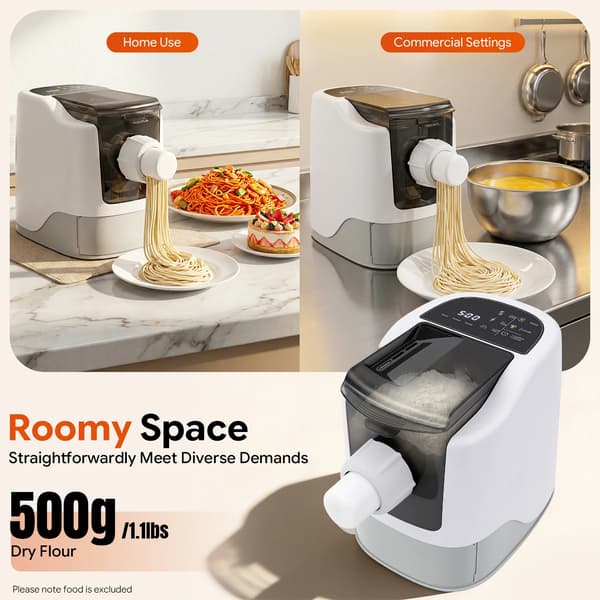 Pastamaskine, 260W Automatisk, Holdbart Rustfrit Stål,HVID