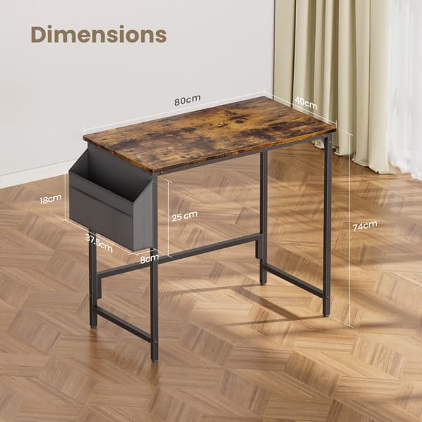 Computerbord, Integreret Opbevaring, Industriel Stil Design,brun 40cm