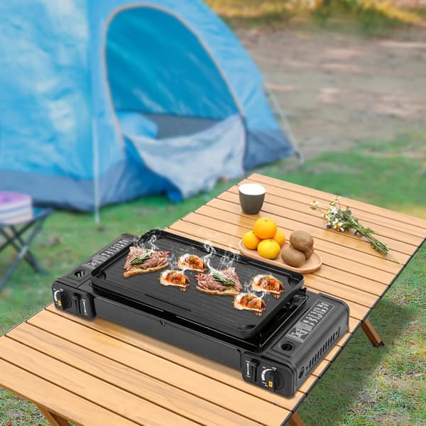 Campingkökset, Dubbelbrännare, Bärbar Design,svart